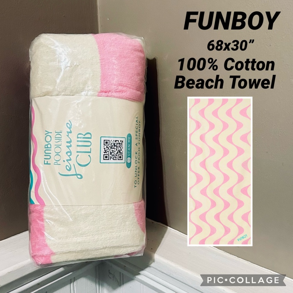 NWT 68x30” FUNBOY Poolside Leisure Club Beach Towel